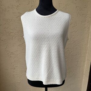 My Way Knit Textured Woman’s Vest Sz M Off White Wool Blend Pullover